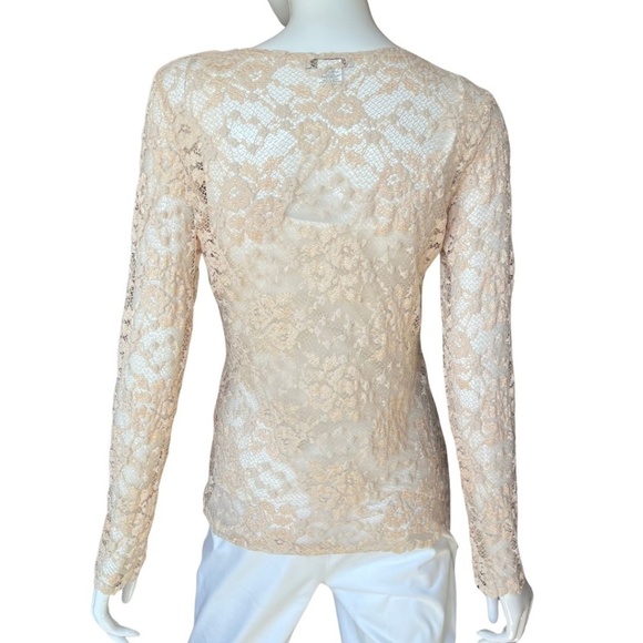 Boston Proper Completely Sheer Cream Lace Twist Front Top Size Medium - Picture 5 of 7